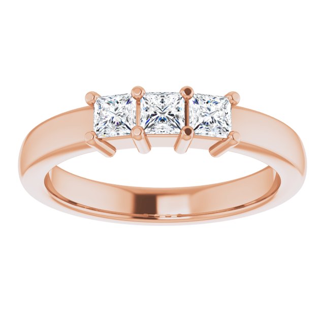 0.54 ct. Prong Set Princess Cut Diamond 3 Stone Wedding Band-VIRABYANI